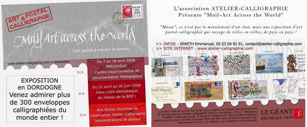 Mail-art across the world, art postal et calligraphie